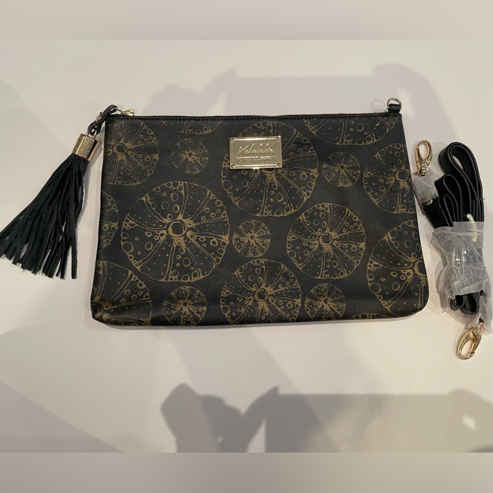 Kahulala’a Black shells Clutch Purse w/Straps